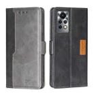 For Infinix Hot 11S/X6812 Contrast Color Side Buckle Leather Phone Case(Black + Grey) - 1