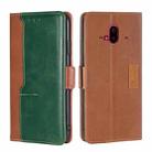 For Fujitsu Arrows F-52B Contrast Color Side Buckle Leather Phone Case(Light Brown + Green) - 1