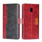 For Fujitsu Arrows F-52B Contrast Color Side Buckle Leather Phone Case(Red + Black) - 1