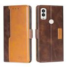 For Kyocera Android One S9/KC S304/Digno Sanga Edition Contrast Color Side Buckle Leather Phone Case(Dark Brown + Gold) - 1