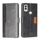 For Kyocera Android One S9/KC S304/Digno Sanga Edition Contrast Color Side Buckle Leather Phone Case(Black + Grey) - 1