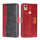 For Kyocera KY-51B Contrast Color Side Buckle Leather Phone Case(Red + Black) - 1