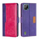 For Blackview A55 Contrast Color Side Buckle Leather Phone Case(Purple + Rose Red) - 1