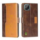 For Blackview A55 Contrast Color Side Buckle Leather Phone Case(Dark Brown + Gold) - 1