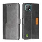 For Blackview A55 Contrast Color Side Buckle Leather Phone Case(Black + Grey) - 1