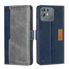 For Blackview A55 Pro Contrast Color Side Buckle Leather Phone Case(Blue + Grey) - 1