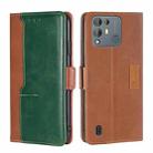 For Blackview A55 Pro Contrast Color Side Buckle Leather Phone Case(Light Brown + Green) - 1