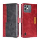 For Blackview A55 Pro Contrast Color Side Buckle Leather Phone Case(Red + Black) - 1