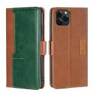 For Blackview A95 Contrast Color Side Buckle Leather Phone Case(Light Brown + Green) - 1