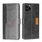 For Blackview A95 Contrast Color Side Buckle Leather Phone Case(Black + Grey) - 1