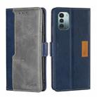 For Nokia G21/G11 Contrast Color Side Buckle Leather Phone Case(Blue + Grey) - 1