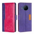 For Nokia X100 Contrast Color Side Buckle Leather Phone Case(Purple + Rose Red) - 1