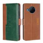 For Nokia X100 Contrast Color Side Buckle Leather Phone Case(Light Brown + Green) - 1