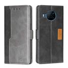 For Nokia X100 Contrast Color Side Buckle Leather Phone Case(Black + Grey) - 1