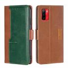 For Ulefone Note 12P Contrast Color Side Buckle Leather Phone Case(Light Brown + Green) - 1