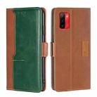 For Ulefone Note 13P Contrast Color Side Buckle Leather Phone Case(Light Brown + Green) - 1