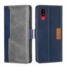 For Sharp Simple Sumaho 6/A201SH Contrast Color Side Buckle Leather Phone Case(Blue + Grey) - 1