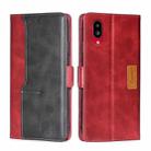 For Sharp Simple Sumaho 6/A201SH Contrast Color Side Buckle Leather Phone Case(Red + Black) - 1