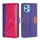 For UMIDIGI A13/A13 Pro/A13S Contrast Color Side Buckle Leather Phone Case(Purple + Rose Red) - 1