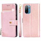 For Ulefone Note 13P Zipper Bag Leather Phone Case(Rose Gold) - 1