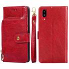 For Sharp Simple Sumaho 6 Zipper Bag Leather Phone Case(Red) - 1