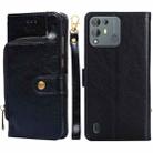 For Blackview A55 Pro Zipper Bag Leather Phone Case(Black) - 1