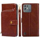 For Blackview A55 Pro Zipper Bag Leather Phone Case(Brown) - 1