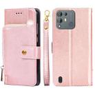 For Blackview A55 Pro Zipper Bag Leather Phone Case(Rose Gold) - 1