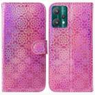 For OPPO Realme 9 Pro Colorful Magnetic Buckle Leather Phone Case(Pink) - 1