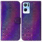 For OPPO Reno7 Pro 5G Colorful Magnetic Buckle Leather Phone Case(Purple) - 1