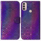 For Motorola Moto E20 / E30 / E40 Colorful Magnetic Buckle Leather Phone Case(Purple) - 1