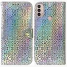 For Motorola Moto E20 / E30 / E40 Colorful Magnetic Buckle Leather Phone Case(Silver) - 1