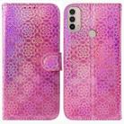 For Motorola Moto E20 / E30 / E40 Colorful Magnetic Buckle Leather Phone Case(Pink) - 1