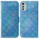 For Motorola Moto E32 Colorful Magnetic Buckle Leather Phone Case(Blue) - 1