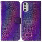 For Motorola Moto E32 Colorful Magnetic Buckle Leather Phone Case(Purple) - 1