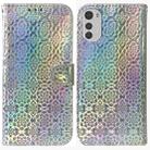 For Motorola Moto E32 Colorful Magnetic Buckle Leather Phone Case(Silver) - 1