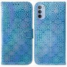 For Motorola Moto G51 Colorful Magnetic Buckle Leather Phone Case(Blue) - 1