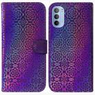 For Motorola Moto G51 Colorful Magnetic Buckle Leather Phone Case(Purple) - 1
