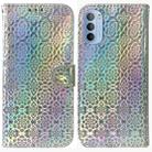 For Motorola Moto G51 Colorful Magnetic Buckle Leather Phone Case(Silver) - 1