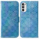 For Motorola Moto G52 Colorful Magnetic Buckle Leather Phone Case(Blue) - 1