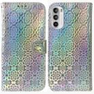 For Motorola Moto G52 Colorful Magnetic Buckle Leather Phone Case(Silver) - 1