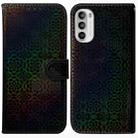 For Motorola Moto G52 Colorful Magnetic Buckle Leather Phone Case(Black) - 1