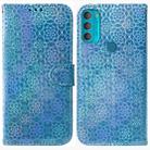 For Motorola Moto G71 Colorful Magnetic Buckle Leather Phone Case(Blue) - 1