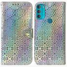 For Motorola Moto G71 Colorful Magnetic Buckle Leather Phone Case(Silver) - 1