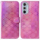 For Motorola Edge+ 2022 / 30 Pro Colorful Magnetic Buckle Leather Phone Case(Pink) - 1