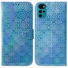 For Motorola Moto G22 Colorful Magnetic Buckle Leather Phone Case(Blue) - 1