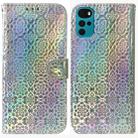 For Motorola Moto G22 Colorful Magnetic Buckle Leather Phone Case(Silver) - 1