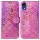 For Samsung Galaxy A03 Core Colorful Magnetic Buckle Leather Phone Case(Pink) - 1