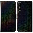 For Sony Xperia 1 III Colorful Magnetic Buckle Leather Phone Case(Black) - 1