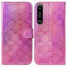 For Sony Xperia 1 III Colorful Magnetic Buckle Leather Phone Case(Pink) - 1